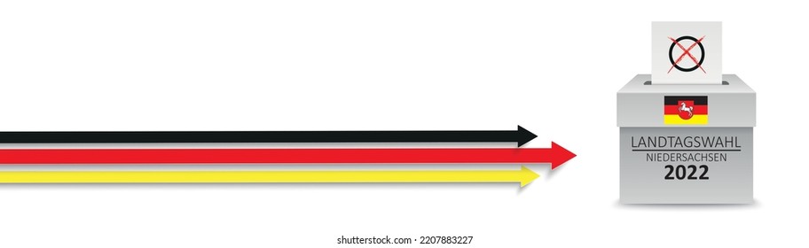 German Text Landtagswahl Niedersachsen 2022, translate state elections Lower Saxony 2022.  Eps 10 vector file.