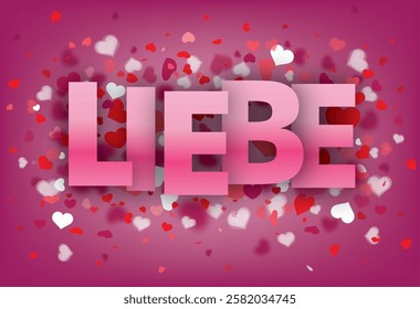 German text Liebe, translate Love. Eps 10 vector file.