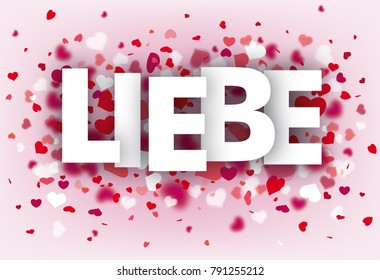 German text Liebe, translate Love. Eps 10 vector file.