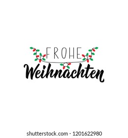 German text: Merry Christmas. Lettering. vector illustration. element for flyers, banner and posters Modern calligraphy. Frohe Weihnachten.