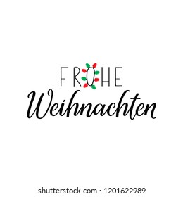 German text: Merry Christmas. Lettering. vector illustration. element for flyers, banner and posters Modern calligraphy. Frohe Weihnachten.