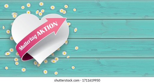 German text "Muttertag Aktion", translate "Mother's Day Sale". Eps 10 vector file.