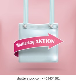 German text "Muttertag Aktion", translate "Mother's Day Sale". Eps 10 vector file.