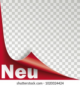 German text Neu, translate New. Eps 10 vector file.