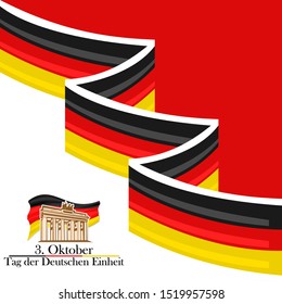 German text: October 3, German Unity Day, vector illustration with national landmark. Suitable for greeting card, poster and banner