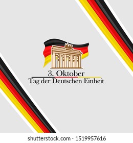 German text: October 3, German Unity Day, vector illustration with national landmark. Suitable for greeting card, poster and banner