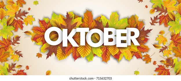 German text Oktober, translate October.  Eps 10 vector file.