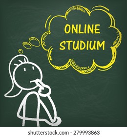 German text "Online Studium", translate "Online Course". Eps 10 vector file.