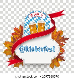 German text "Ozapft is" and "Oktoberfest", translate "on tap" and "Oktoberfest". Eps 10 vector file.