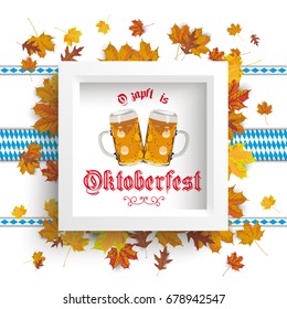 German text "Ozapft is" and "Oktoberfest", translate "on tap" and "Oktoberfest". Eps 10 vector file.