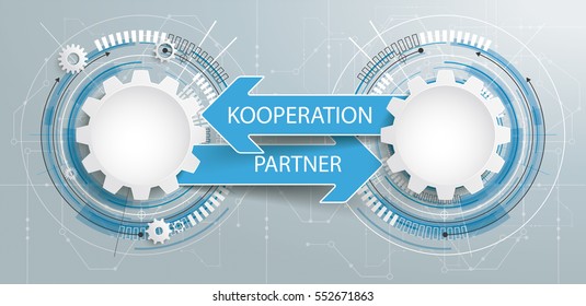 German text Partner Kooperation, translate Partner Cooperation. Eps 10 vector file.