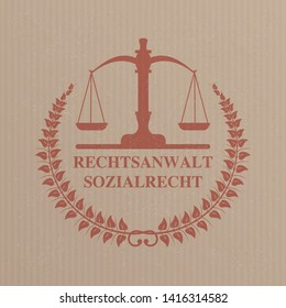 German text Rechtsanwalt Sozialrecht, translate Lawyer Social Law. Eps 10 vector file.