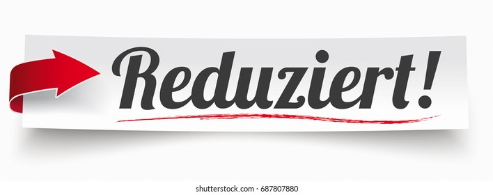 German text "Reduziert", translate "reduced price". Eps 10 vector file.