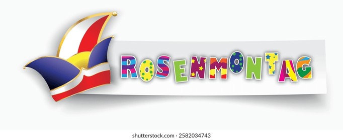 German text Rosenmontag, translate Carnival Monday. Eps 10 vector file