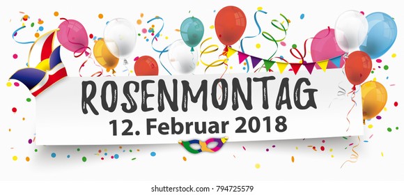 German text Rosenmontag, translate Carnival Monday. Eps 10 vector file.