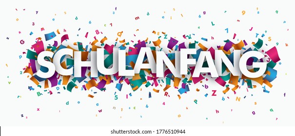 German text Schulanfang, translate back to school. Eps 10 vector file.