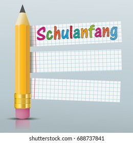 German text "Schulanfang", translate "Back to School". Eps 10 vector file.