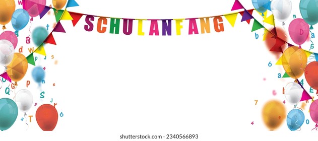 German text "Schulanfang", translate "Enrollment". Eps 10 vector file.