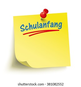 German text Schulanfang, translate Enrollment. Eps 10 vector file.