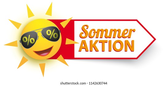 German text "Sommer Aktion", translate "Summer Sale". Eps 10 vector file. 