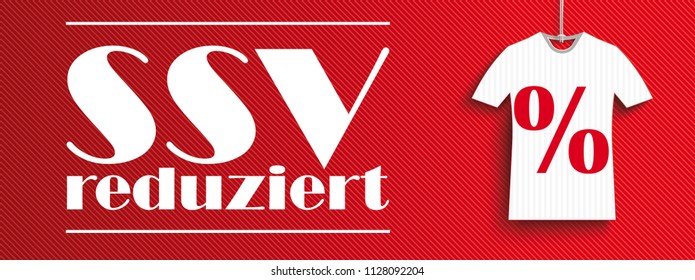 German text SSV reduziert, translate Summer Sale. Eps 10 vector file.