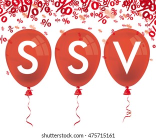 German text SSV, translate Summer Sale. Eps 10 vector file.