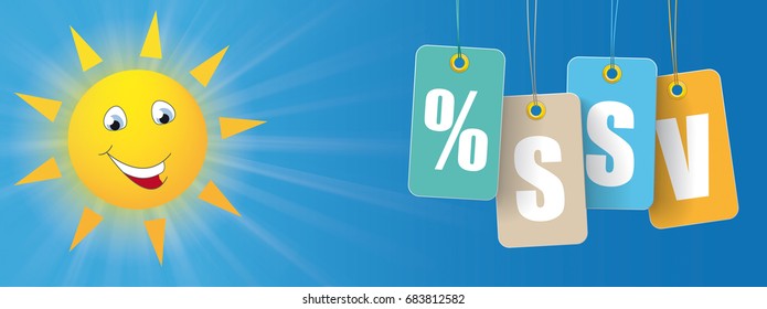 German text SSV, translate Summer Sale. Eps 10 vector file.