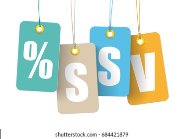 German text SSV, translate Summer Sale. Eps 10 vector file.