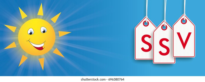 German text SSV, translate Summer Sale. Eps 10 vector file.