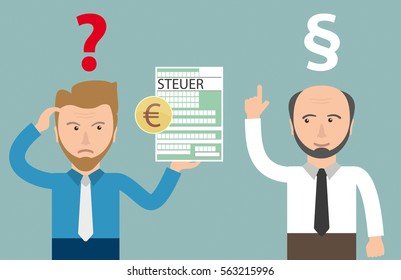 German Text Steuer, Translate Tax. Eps 10 Vector File.