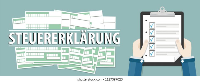 German text SteuererklÃ¤rung, translate Tax Declaration. Eps 10 vector file.