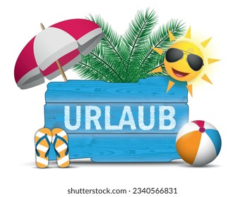 German text Urlaub, translate Vacation.  Eps 10 vector file.