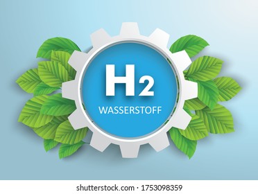 German text Wasserstoff, translate Hydrogen. Eps 10 vector file.