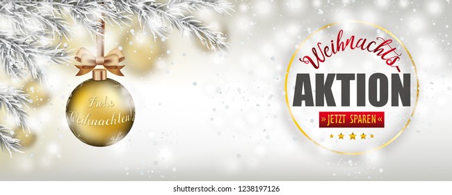 German text Weihnachtsaktion, translate Christmas Sale. Eps 10 vector file.