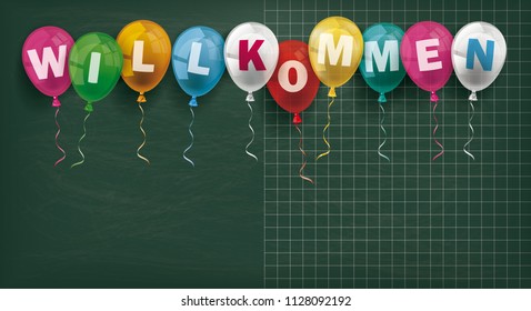 German text "Willkommen", translate "Welcome". Eps 10 vector file.