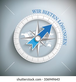 German text "Wir bieten Loesungen", translate "solution with us". Eps 10 vector file.