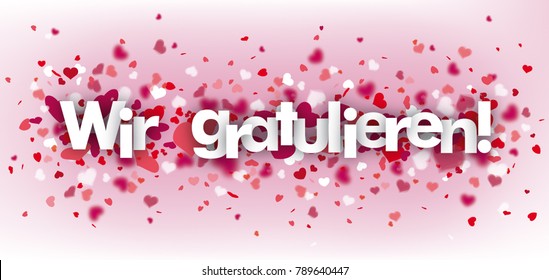 German text "Wir gratulieren", translate "we congrats". Eps 10 vector file.