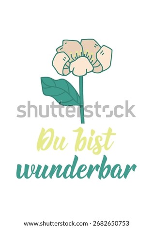 German text: You are marvelous. Perfect design for greeting cards, posters and social media. German Lettering.