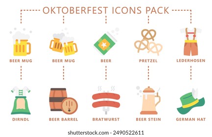 German traditional festival multi color icons pack, oktoberfest. vector EPS 10.