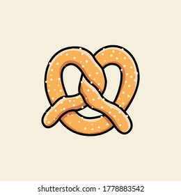 German traditional pretzel with salt cute vector illustration