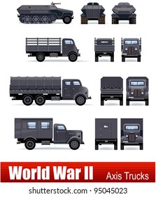 German  trucks and APC in vector. WW2 series.