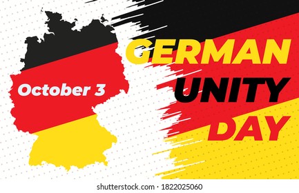 German Unity Day  is annually held on October 3 to mark the anniversary of the nation's unification. Patriotic design. Poster, card, banner design. Vector EPS 10.