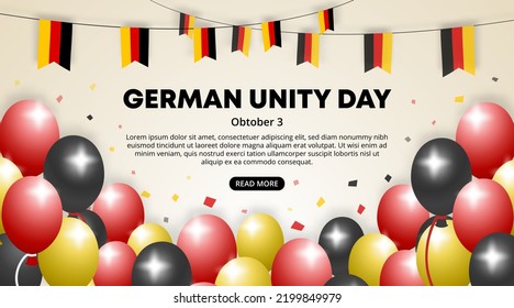 German unity day background with balloons and flags decoration