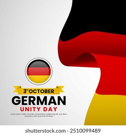 German Unity Day Background Design, 3rd October with germany waving flag vector Illustration