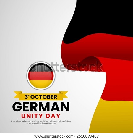 German Unity Day Background Design, 3rd October with germany waving flag vector Illustration