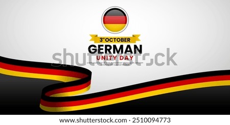 German Unity Day background on October 3rd with Germany waving ribbon flag