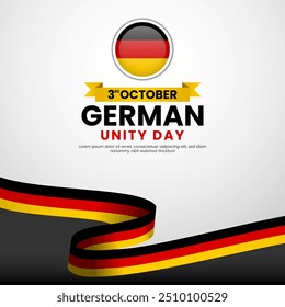 German Unity Day background Vector Design template illustration with germany waving ribbon flag