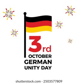 German Unity Day Banner - Celebrating October 3rd with Flag and Fireworks Design