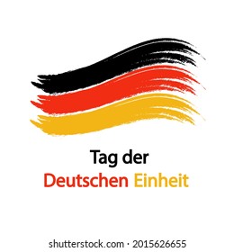 German unity day banner with watercolor flag and text, vector art illustration.