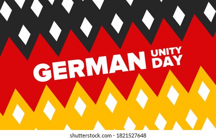 German Unity Day. Celebrated annually on October 3 in Germany. Happy national holiday of unity, freedom and reunification. Deutsch flag. Patriotic poster design. Vector illustration